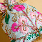 Aiyana Zari Floral Patterned Shagun Potli Bag Set Of 2 Nestasia