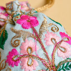Aiyana Zari Floral Patterned Shagun Potli Bag Set Of 2 Nestasia
