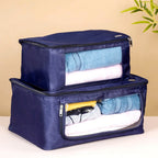 Wardrobe Storage Organiser Bag Set Of 2 Blue Nestasia