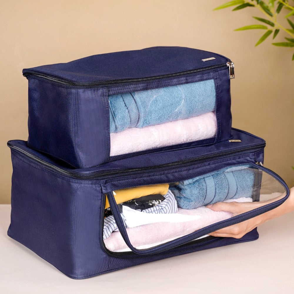 Wardrobe Storage Organiser Bag Set Of 2 Blue Nestasia