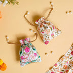 Aiyana Zari Floral Patterned Shagun Potli Bag Set Of 2 Nestasia