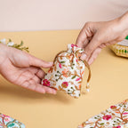 Aiyana Zari Floral Patterned Shagun Potli Bag Set Of 2 Nestasia