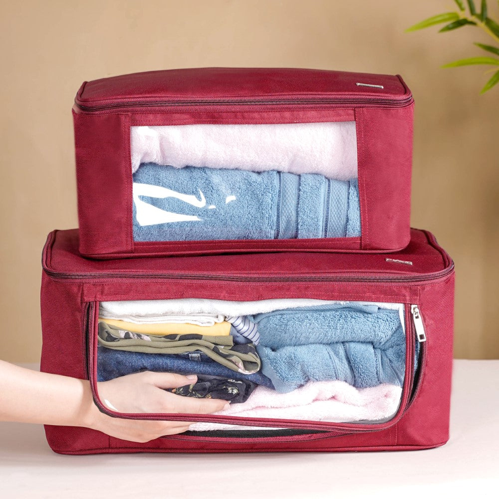 Clothes Storage Organiser Bag Set Of 2 Red Nestasia