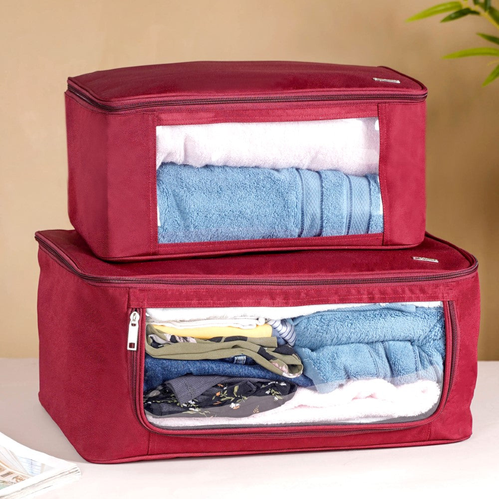 Clothes Storage Organiser Bag Set Of 2 Red Nestasia