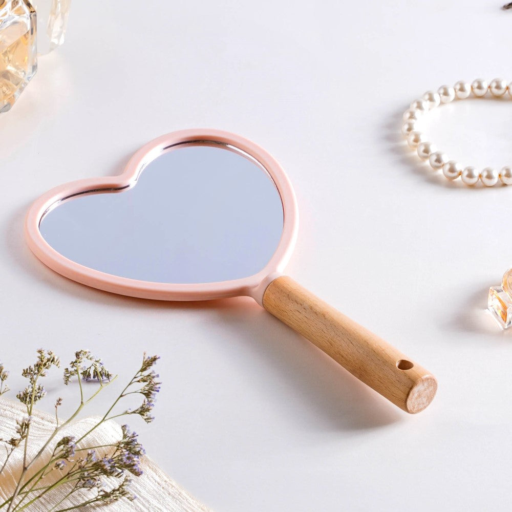 Beauty Heart Handheld Mirror Pink Nestasia