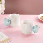 Heart Ceramic Coffee Mugs Set of 2 Blue 330ml Nestasia