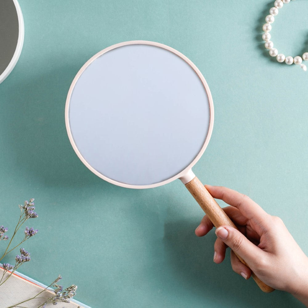 Modern Two Sided Handheld Mirror Baby Pink Nestasia