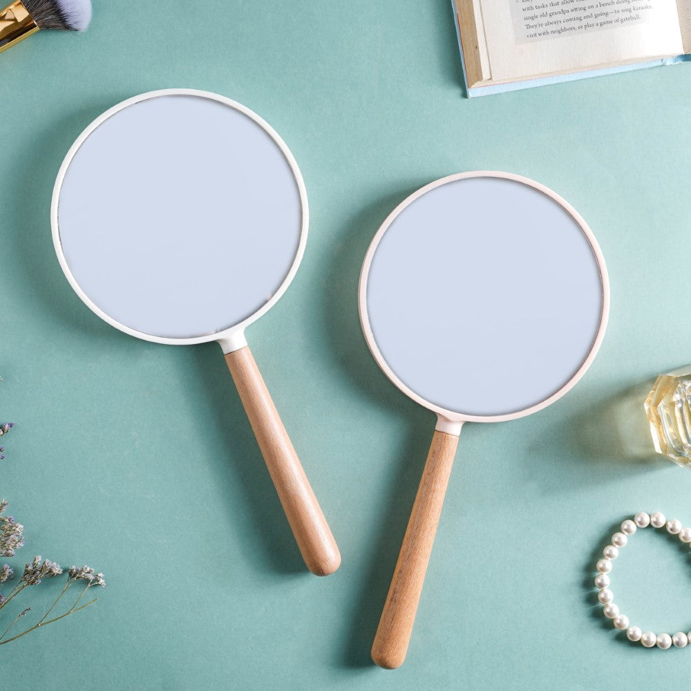 Modern Two Sided Handheld Mirror Baby Pink Nestasia