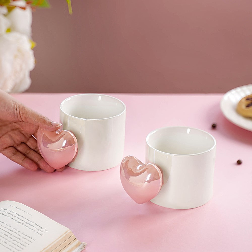 Balloon Heart Coffee Mug Pink Set of 2 330ml Nestasia