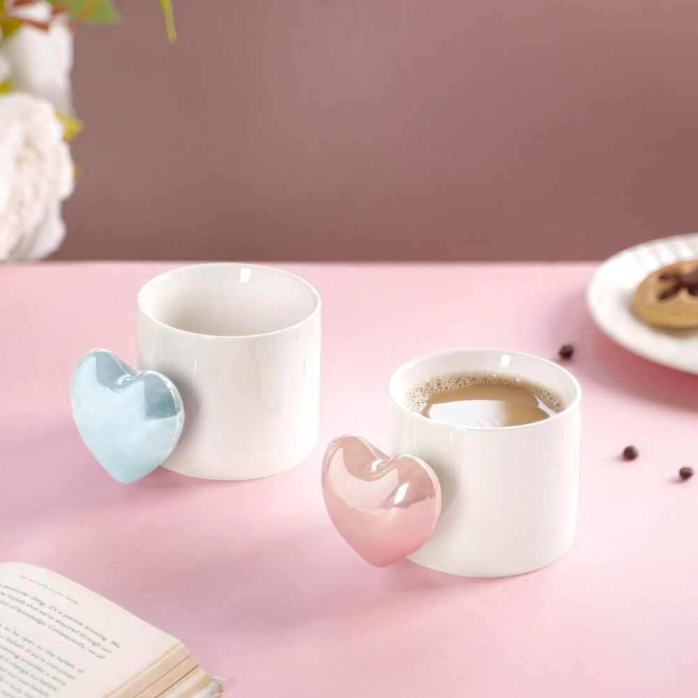 Heart Balloon Coffee Mug Set Of 2 Pink Blue 330ml Nestasia