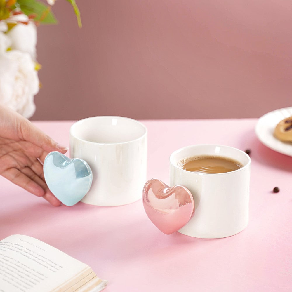 Heart Balloon Coffee Mug Set Of 2 Pink Blue 330ml Nestasia