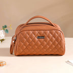 Multipurpose Quilted Vanity Pouch Brown Nestasia