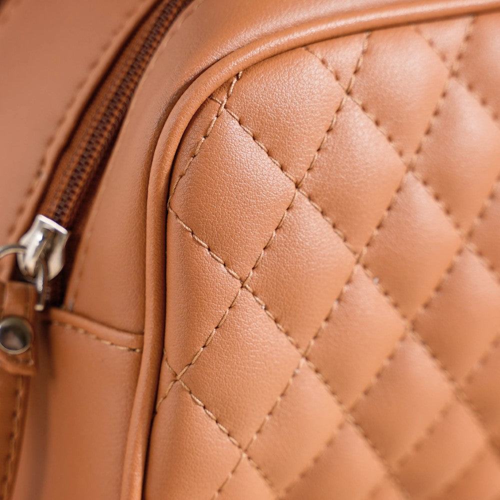 Multipurpose Quilted Vanity Pouch Brown Nestasia