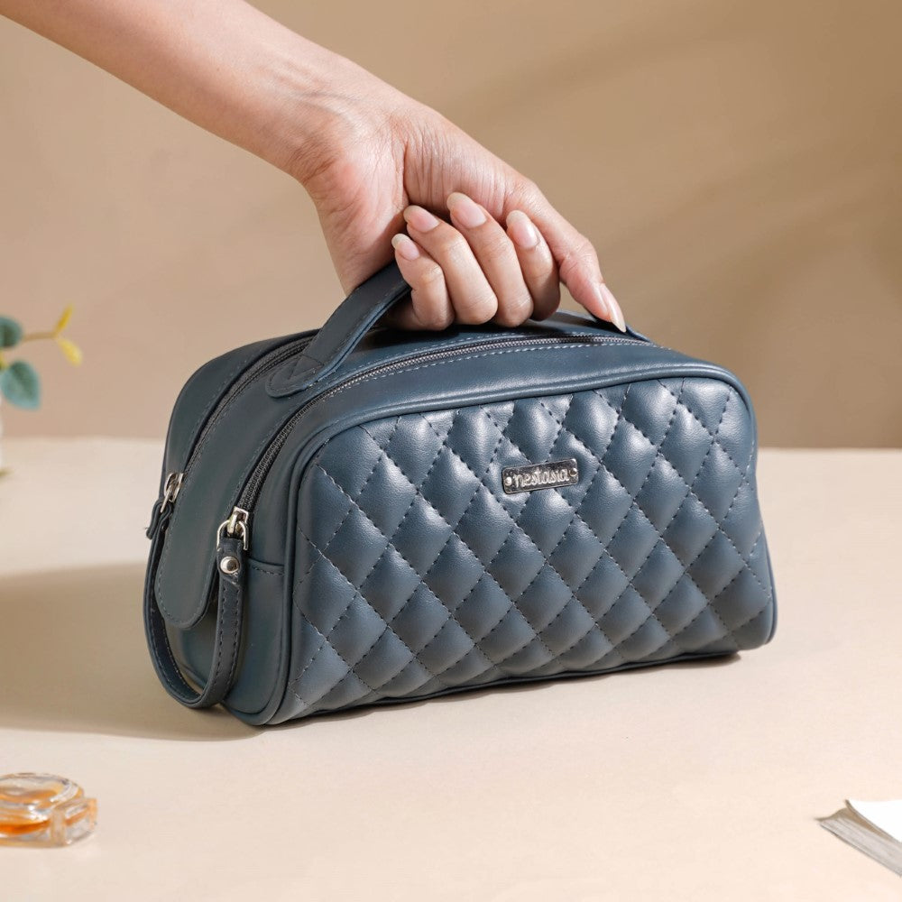 Makeup Pouch Multipurpose Large Bluish Grey Nestasia