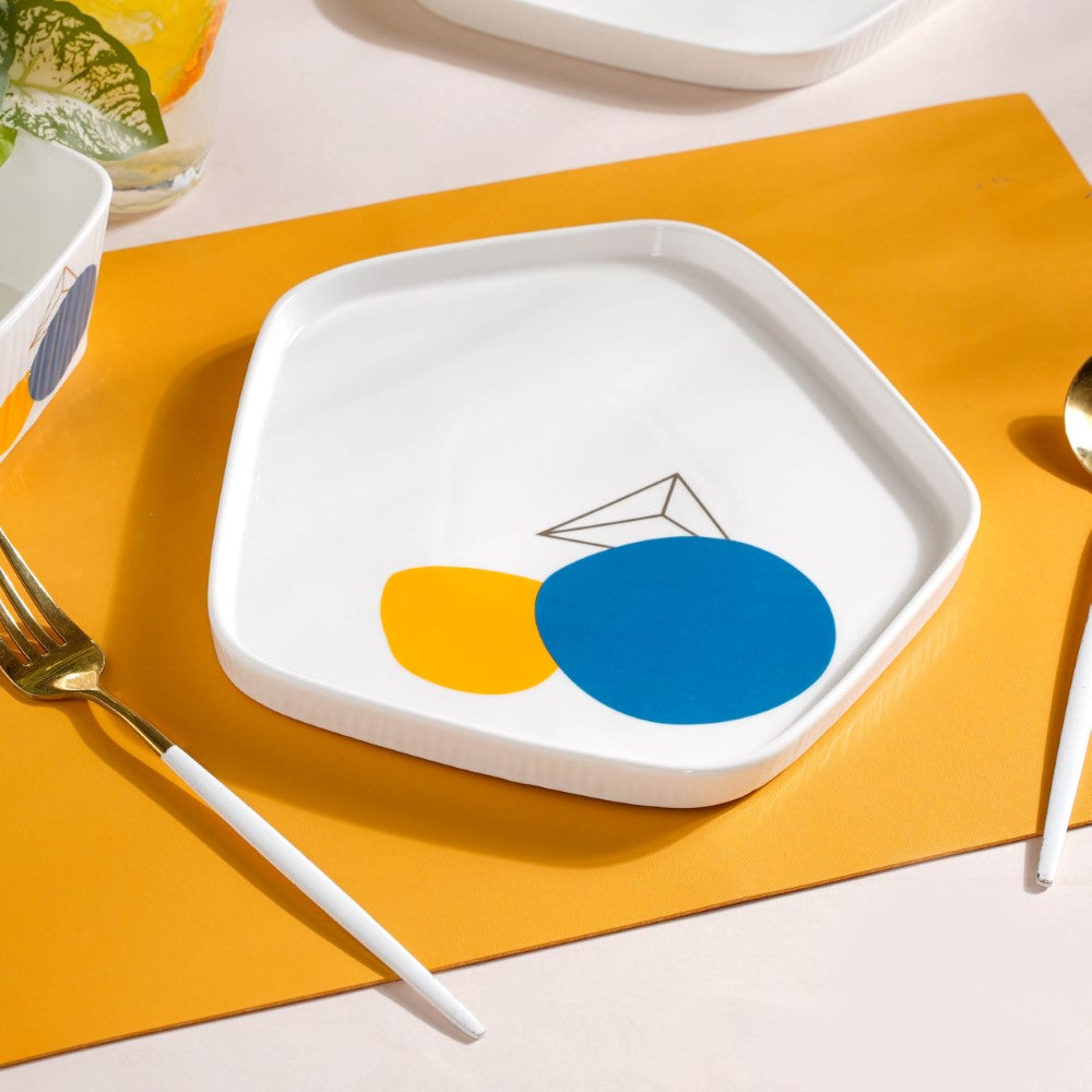 Abstract Patterned Pentagon 12 Piece Dinner Set For 4 Nestasia