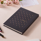 Daisy Floral Patterned Hardbound Notebook Black 8.2 X 5.9 Inch Nestasia