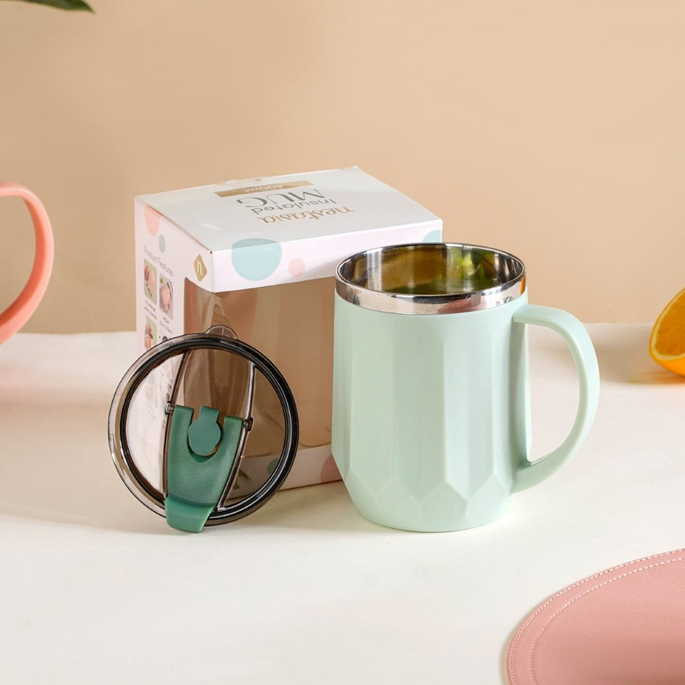 Portable Travel Coffee Mug With Lid Mint 400ml Nestasia