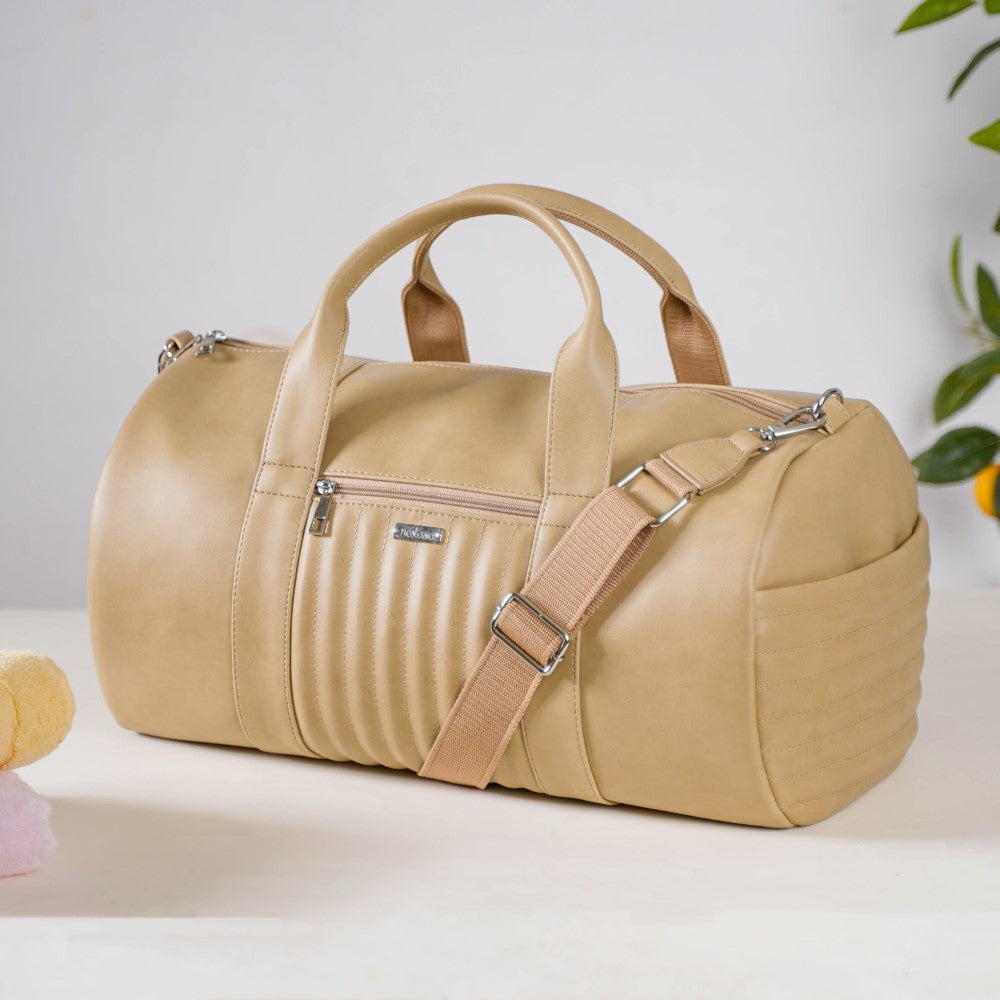 Jet-Setter Duffle Bag Beige Large 17x9 Inch Nestasia