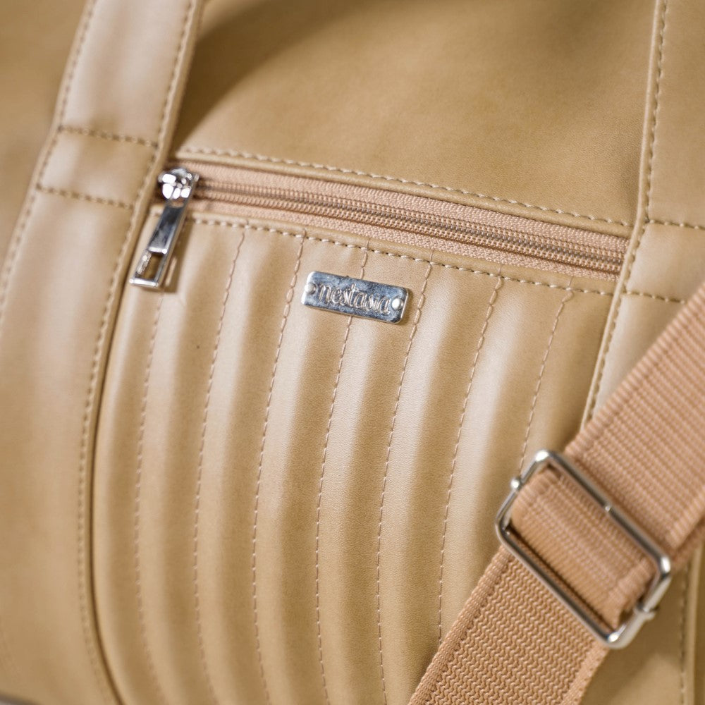 Jet-Setter Duffle Bag Beige Large 17x9 Inch Nestasia