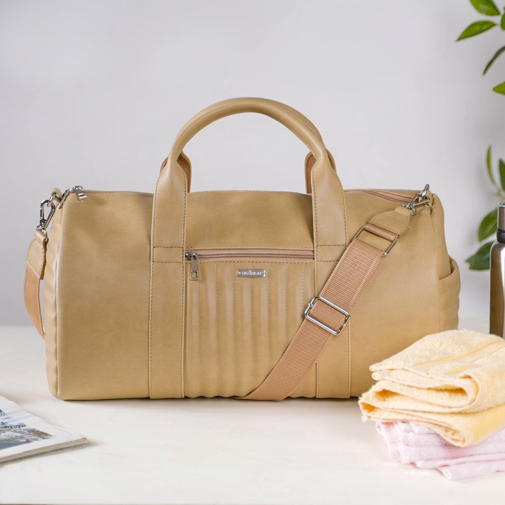 Jet-Setter Duffle Bag Beige Large 17x9 Inch Nestasia