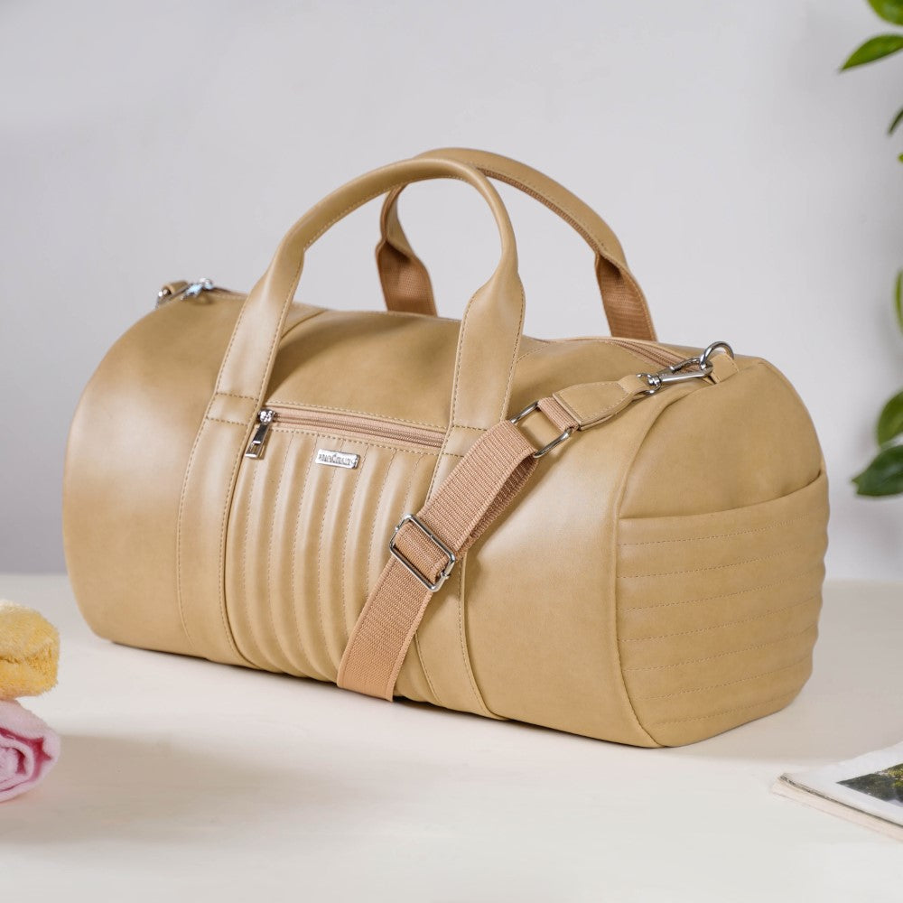 Jet-Setter Duffle Bag Beige Large 17x9 Inch Nestasia