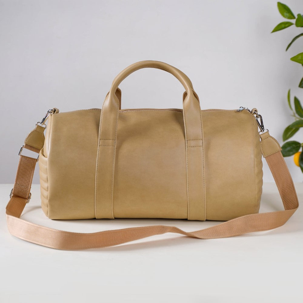 Jet-Setter Duffle Bag Beige Large 17x9 Inch Nestasia