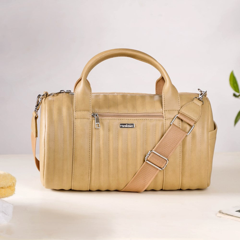Jet-Setter Duffle Bag Beige Small 14x7 Inch Nestasia