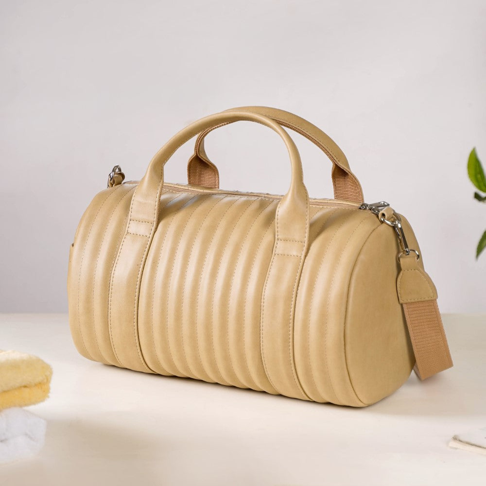 Jet-Setter Duffle Bag Beige Small 14x7 Inch Nestasia