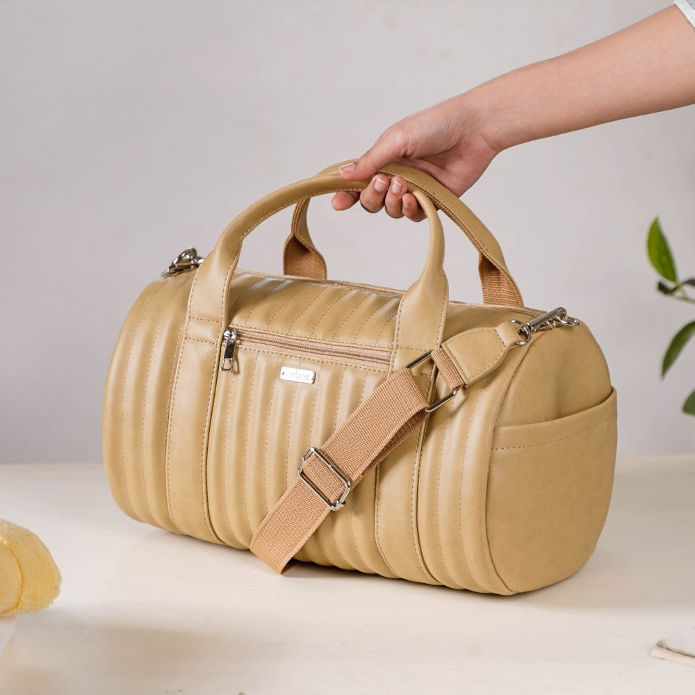 Jet-Setter Duffle Bag Beige Small 14x7 Inch Nestasia