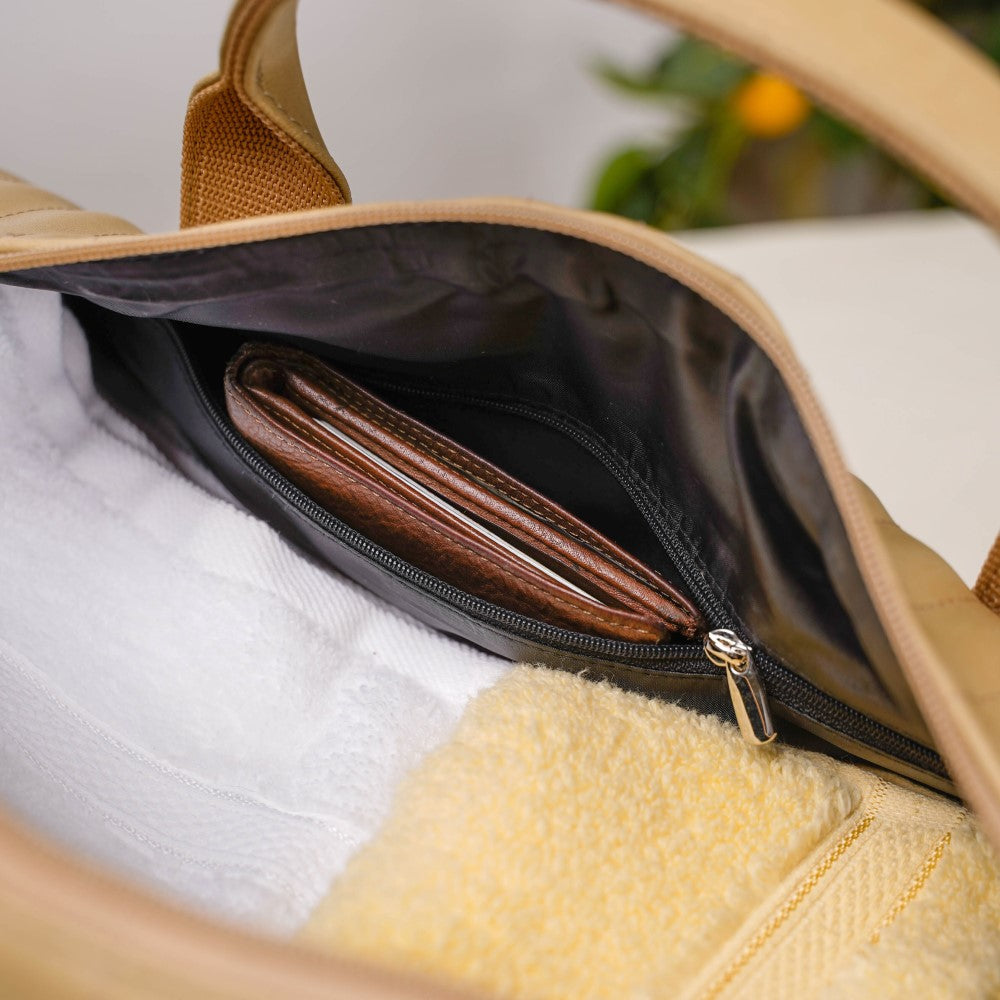 Jet-Setter Duffle Bag Beige Small 14x7 Inch Nestasia