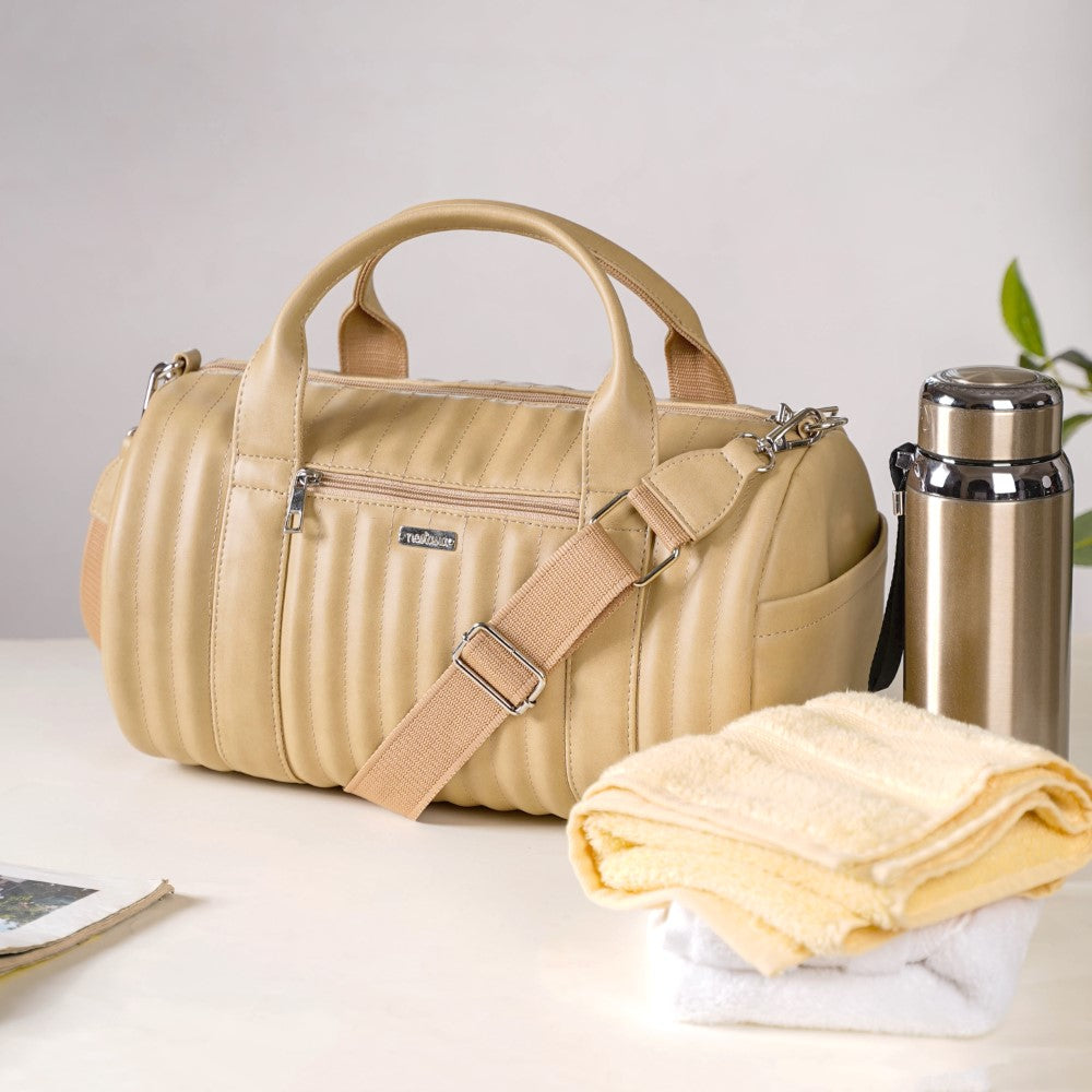 Jet-Setter Duffle Bag Beige Small 14x7 Inch Nestasia