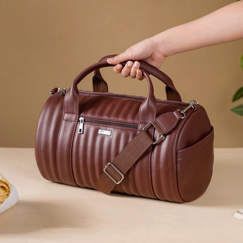 Wanderlust Duffle Bag Brown Small 14x7 Inch Nestasia