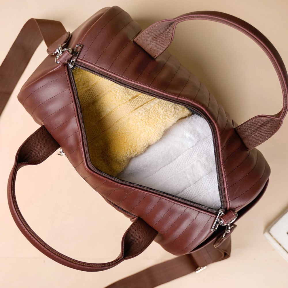 Wanderlust Duffle Bag Brown Small 14x7 Inch Nestasia
