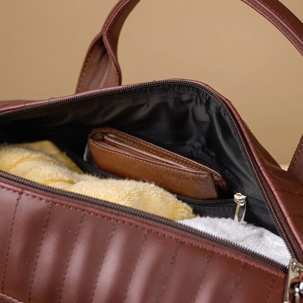 Wanderlust Duffle Bag Brown Small 14x7 Inch Nestasia