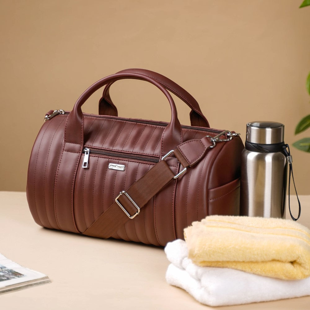 Wanderlust Duffle Bag Brown Small 14x7 Inch Nestasia