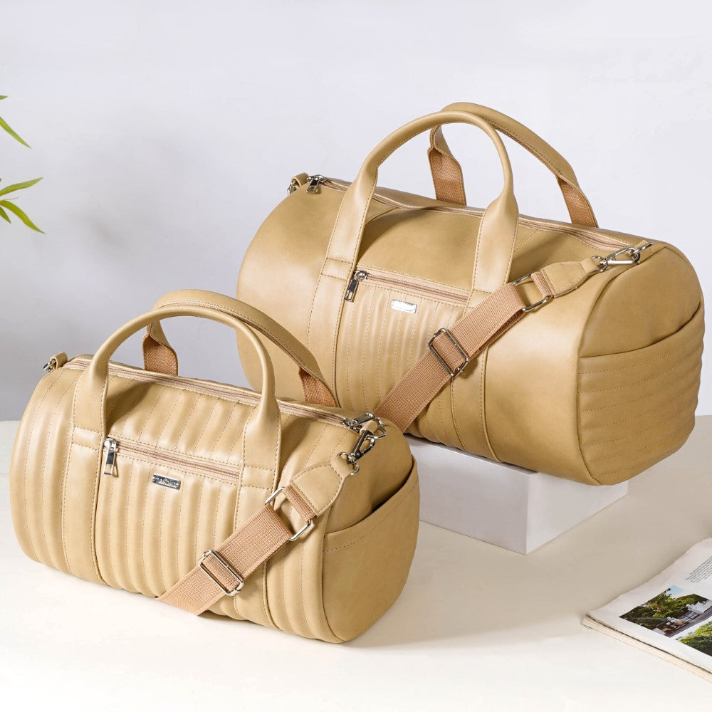 Jet-Setter Duffel Bag Beige Set Of 2 Nestasia