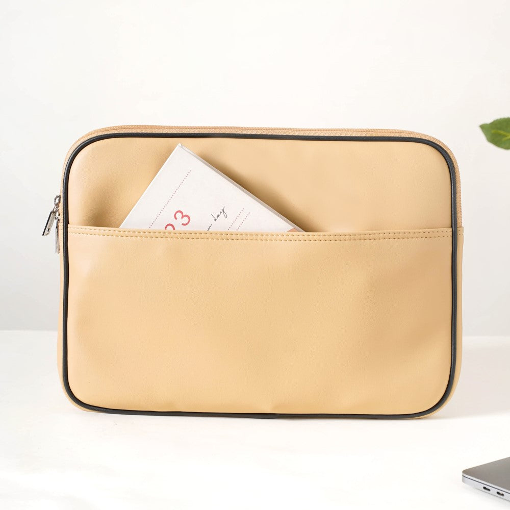 Multi Functional Water Resistant Laptop Sleeve Beige Nestasia