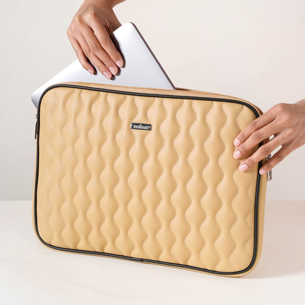 Multi Functional Water Resistant Laptop Sleeve Beige Nestasia
