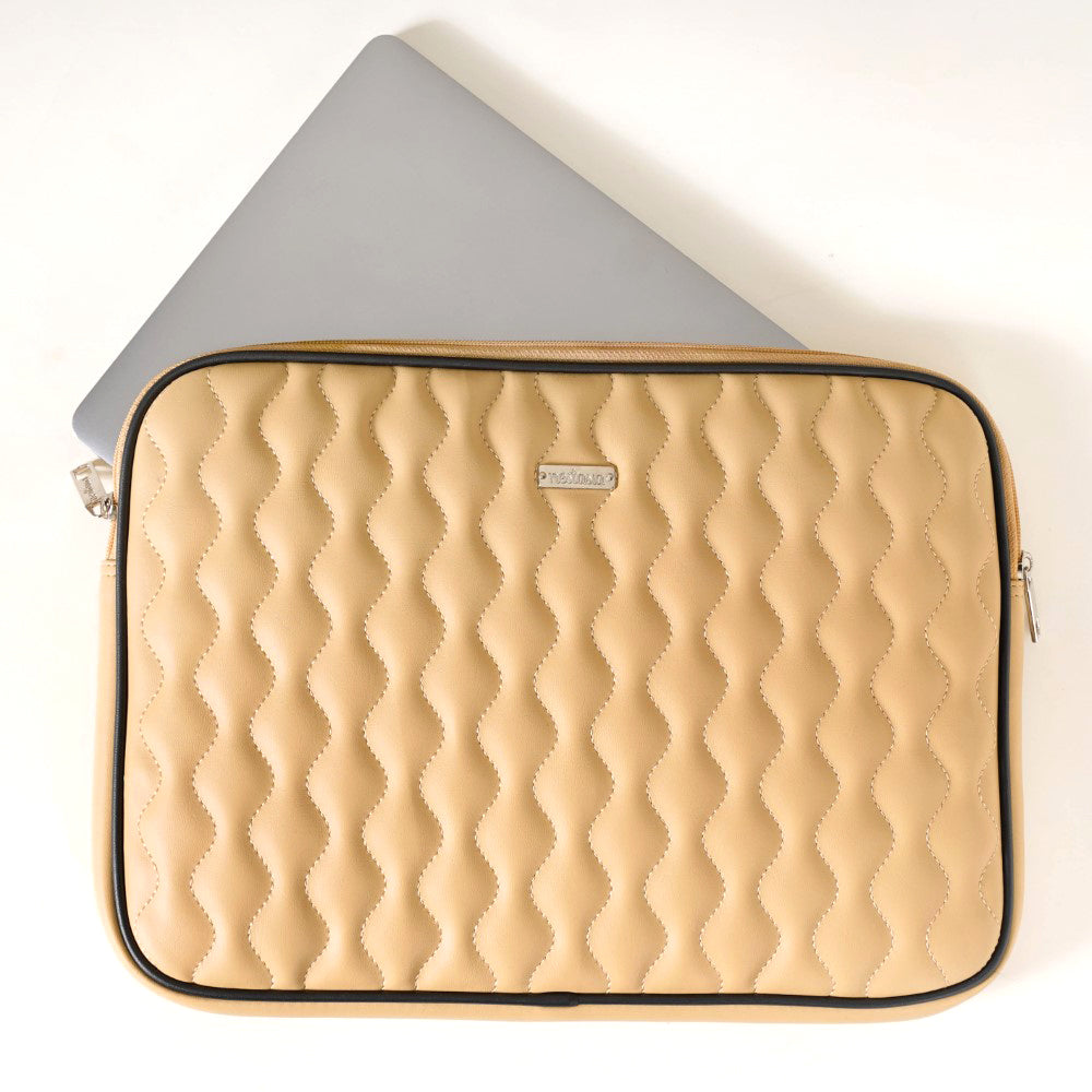 Multi Functional Water Resistant Laptop Sleeve Beige Nestasia
