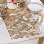 Luxe Leaves Table Runner Gold 70x14 Inch Nestasia