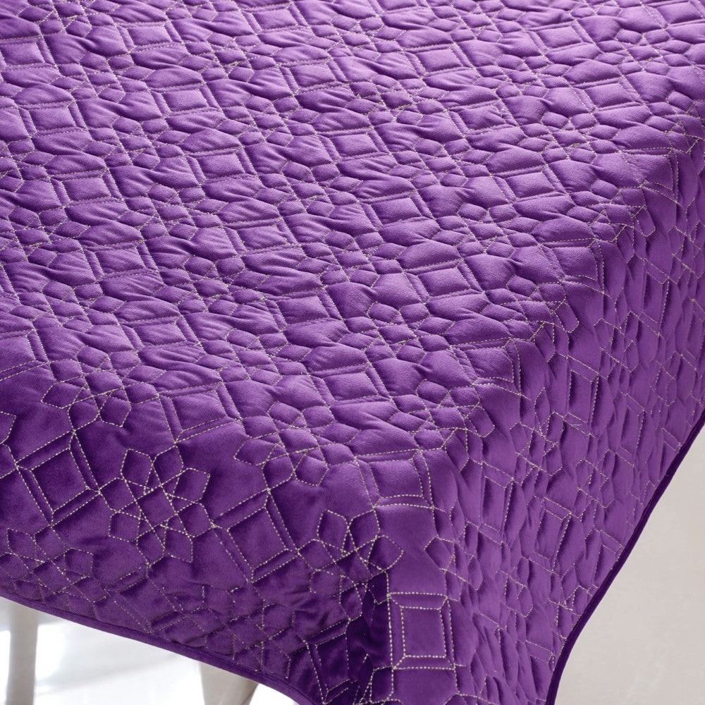 Embroidered Velvet Table Cover Purple 52x40 inch Nestasia