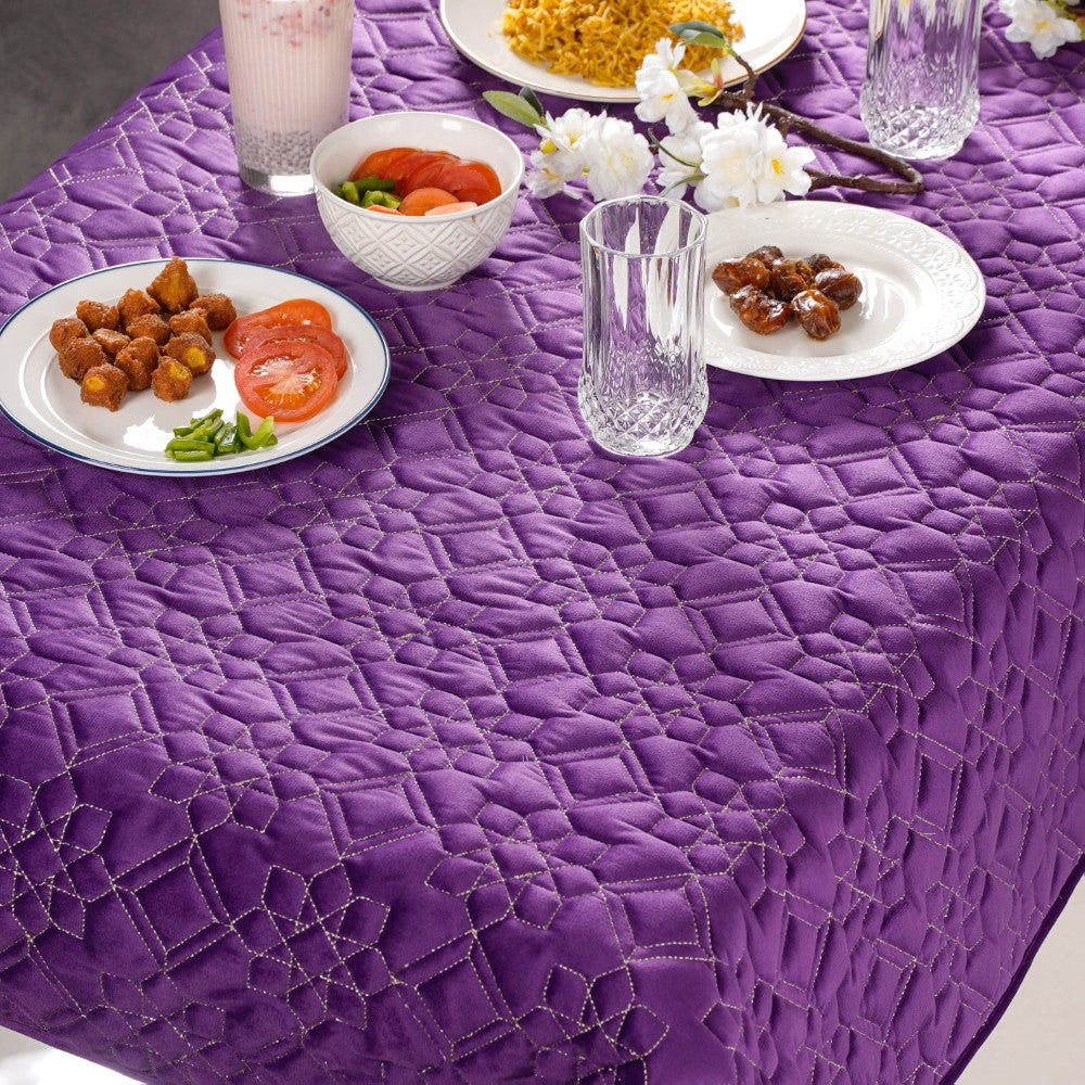 Embroidered Velvet Table Cover Purple 52x40 inch Nestasia
