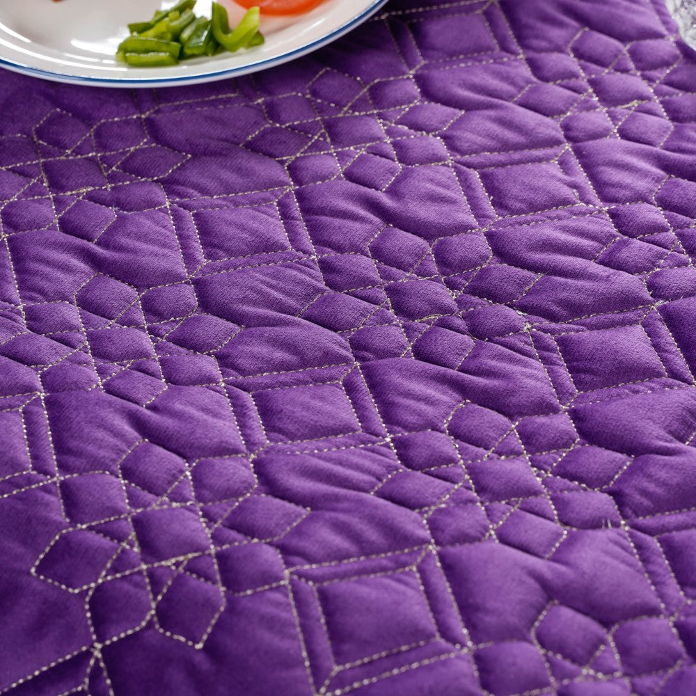 Embroidered Velvet Table Cover Purple 52x40 inch Nestasia