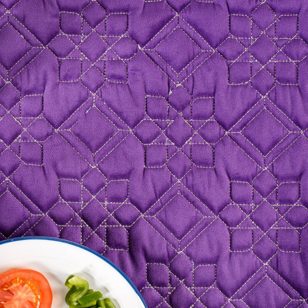 Embroidered Velvet Table Cover Purple 52x40 inch Nestasia