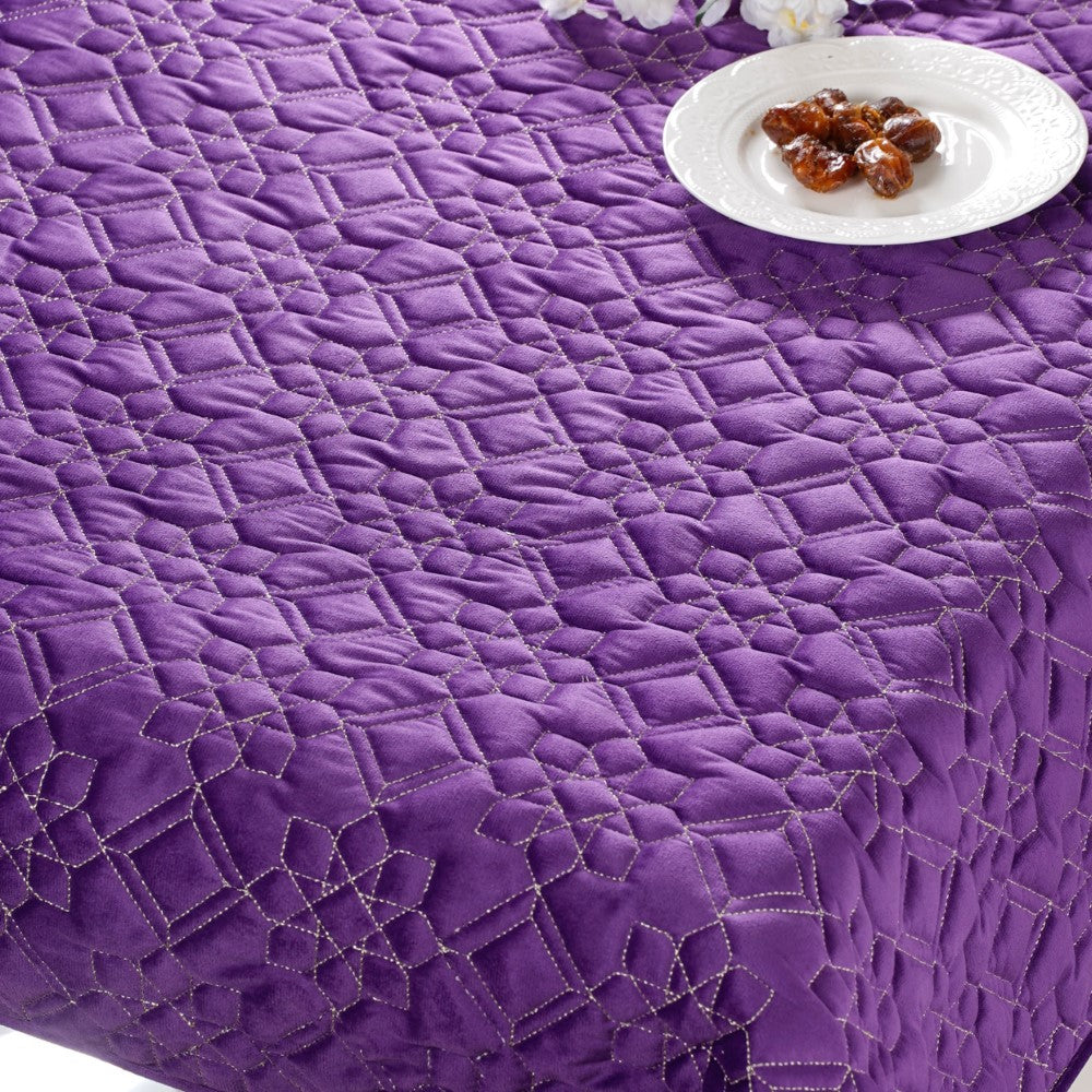 Embroidered Velvet Table Cover Purple 52x40 inch Nestasia
