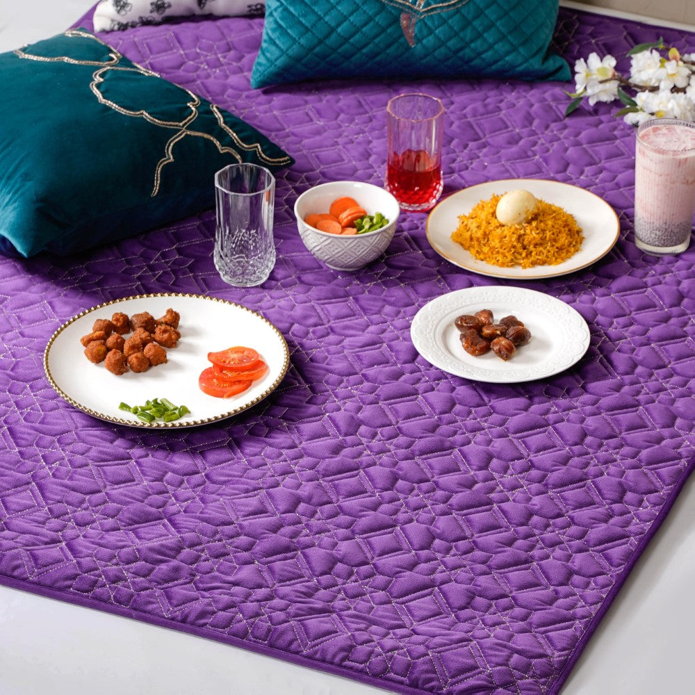 Embroidered Velvet Table Cover Purple 52x40 inch Nestasia