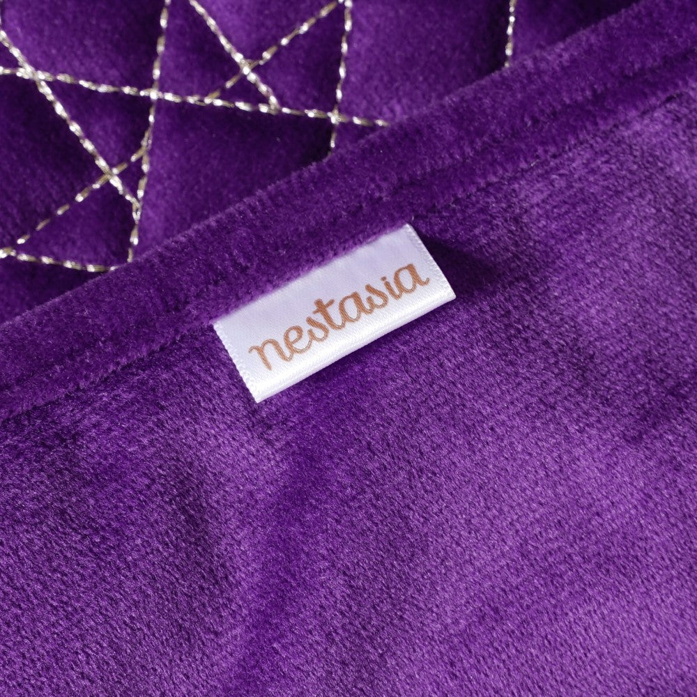Embroidered Velvet Table Cover Purple 52x40 inch Nestasia