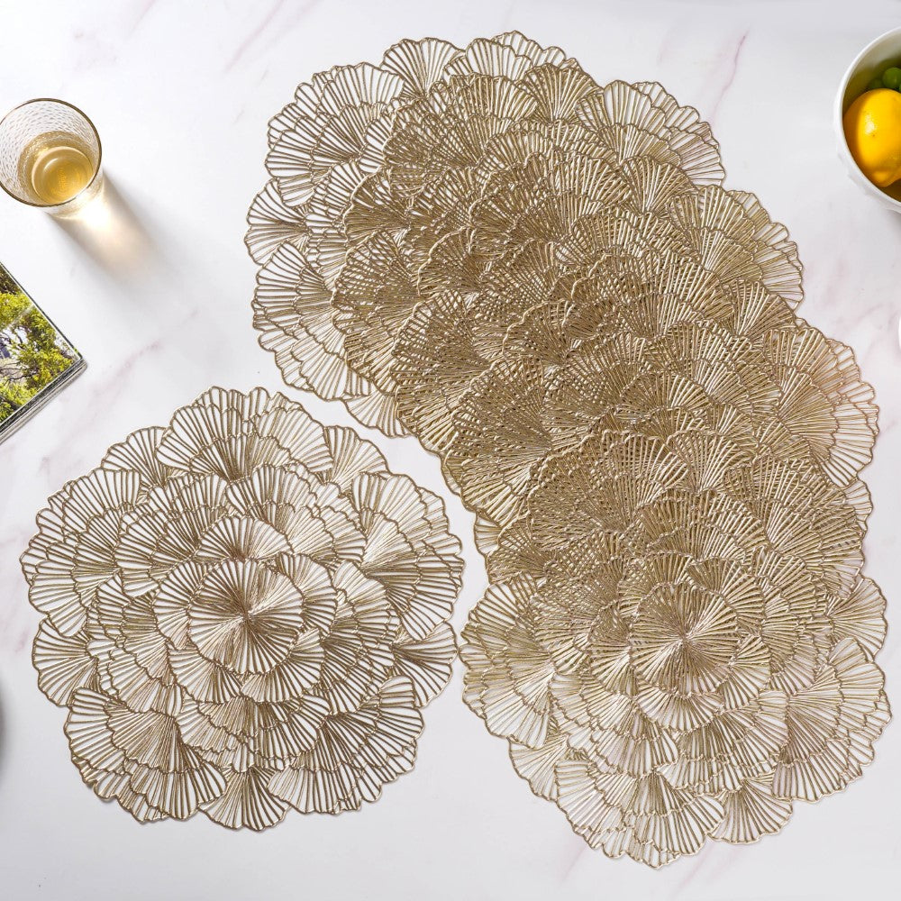 Flower Table Mat Gold Set Of 6 15 Inch Nestasia