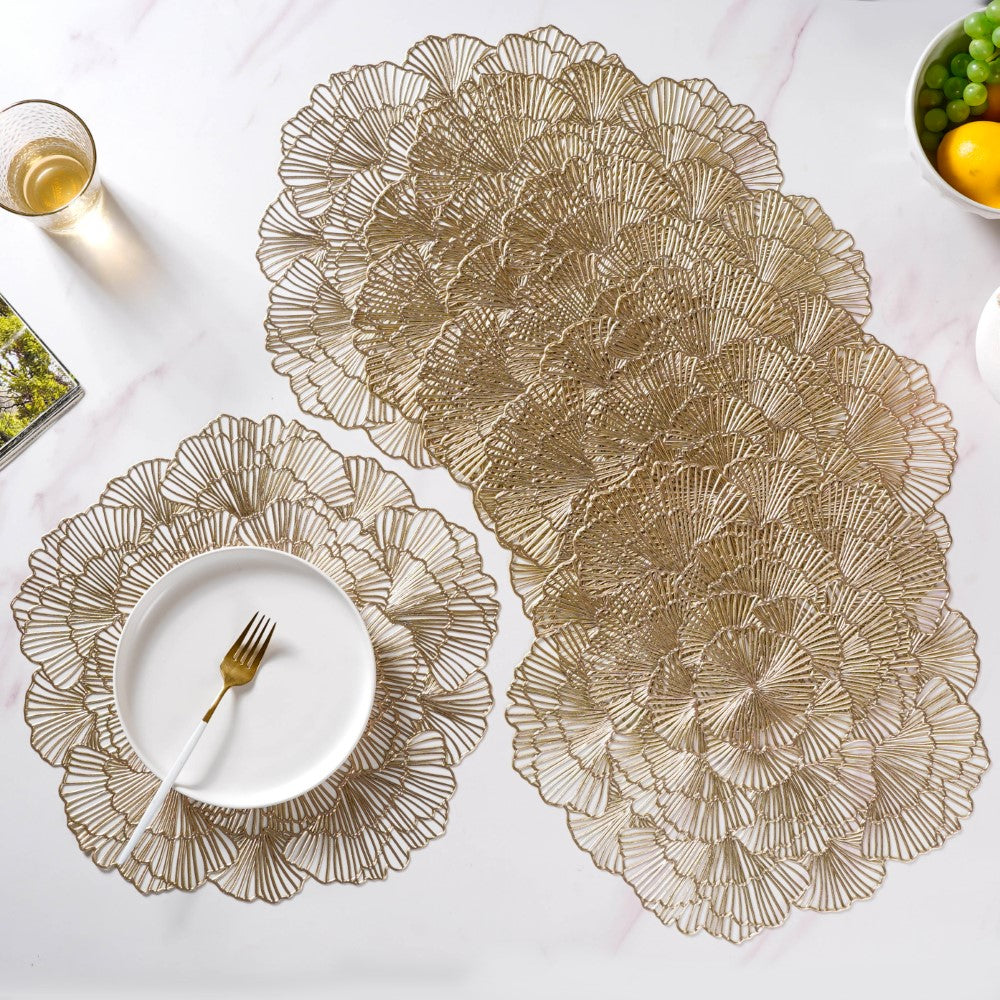 Flower Table Mat Gold Set Of 6 15 Inch Nestasia