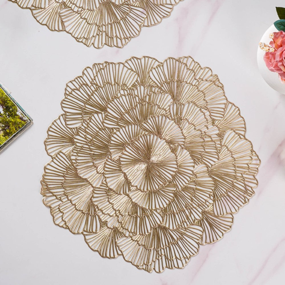 Flower Table Mat Gold Set Of 6 15 Inch Nestasia